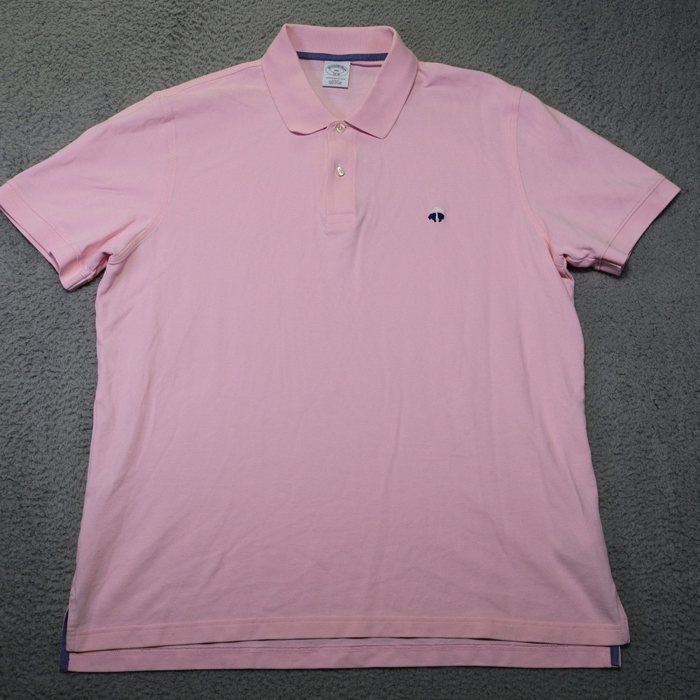 Brooks Brothers 1818‎ Performance Polo Shirt Mens XXL Slim Fit Pink Cotton Pique